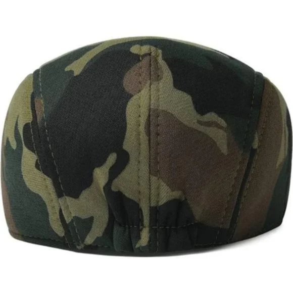 New Men's Cotton Flat Ivy Gatsby Newsboy Driving Hat Cap Green Camouflage - Picture 5 of 7
